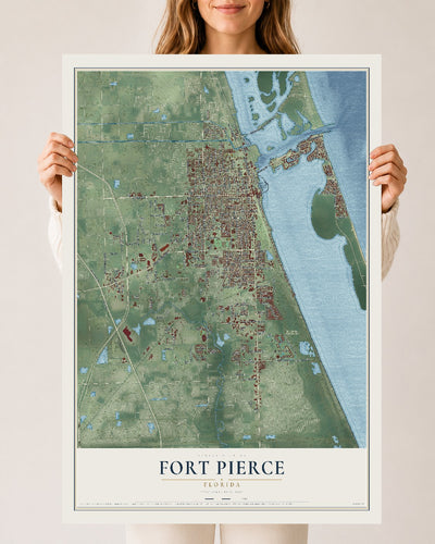 Fort Pierce, Florida map print, 24" x 36" Archival Matte Print mockup
