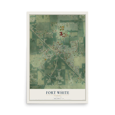 Fort White, Florida map print, 12" x 18" Archival Matte Print mockup