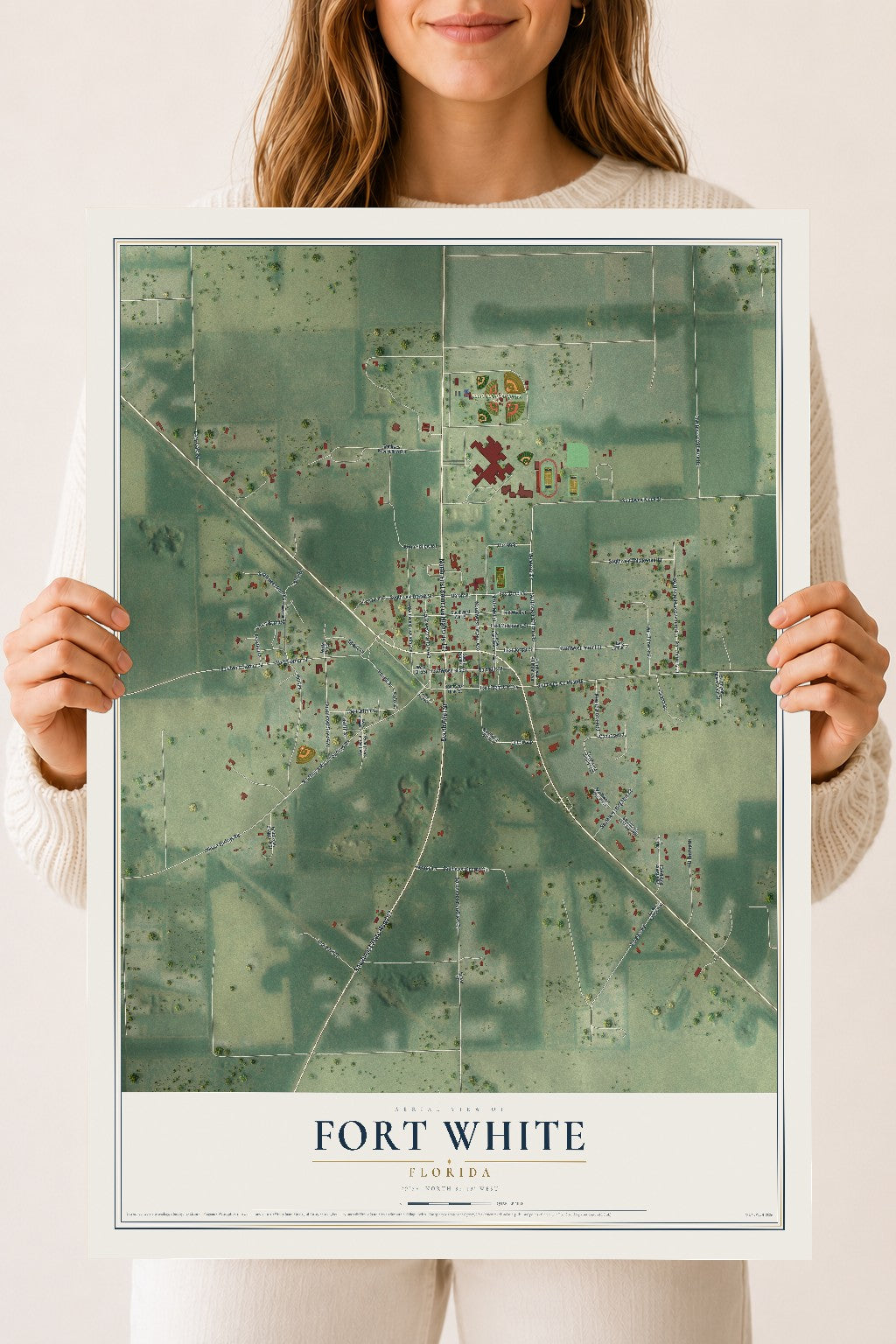 Fort White, Florida map print, 18" x 24" Archival Matte Print mockup