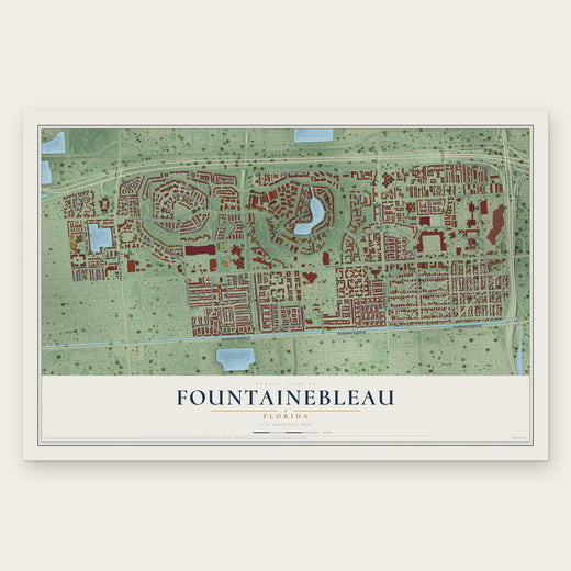 Fountainebleau, Florida map print, the full design