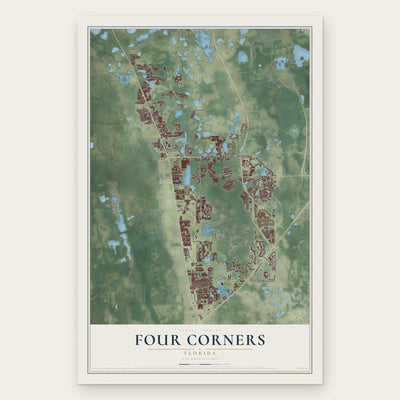 Four Corners, Florida map print, the full design