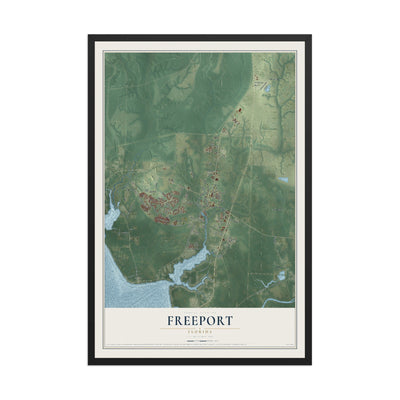 Freeport, Florida map print, 12" x 18" W/ Black Ayous Wood Frame mockup