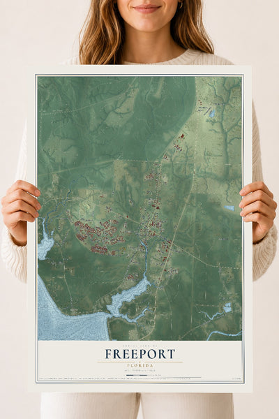 Freeport, Florida map print, 18" x 24" Archival Matte Print mockup
