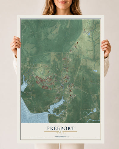 Freeport, Florida map print, 24" x 36" Archival Matte Print mockup