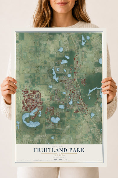 Fruitland Park, Florida map print, 18" x 24" Archival Matte Print mockup