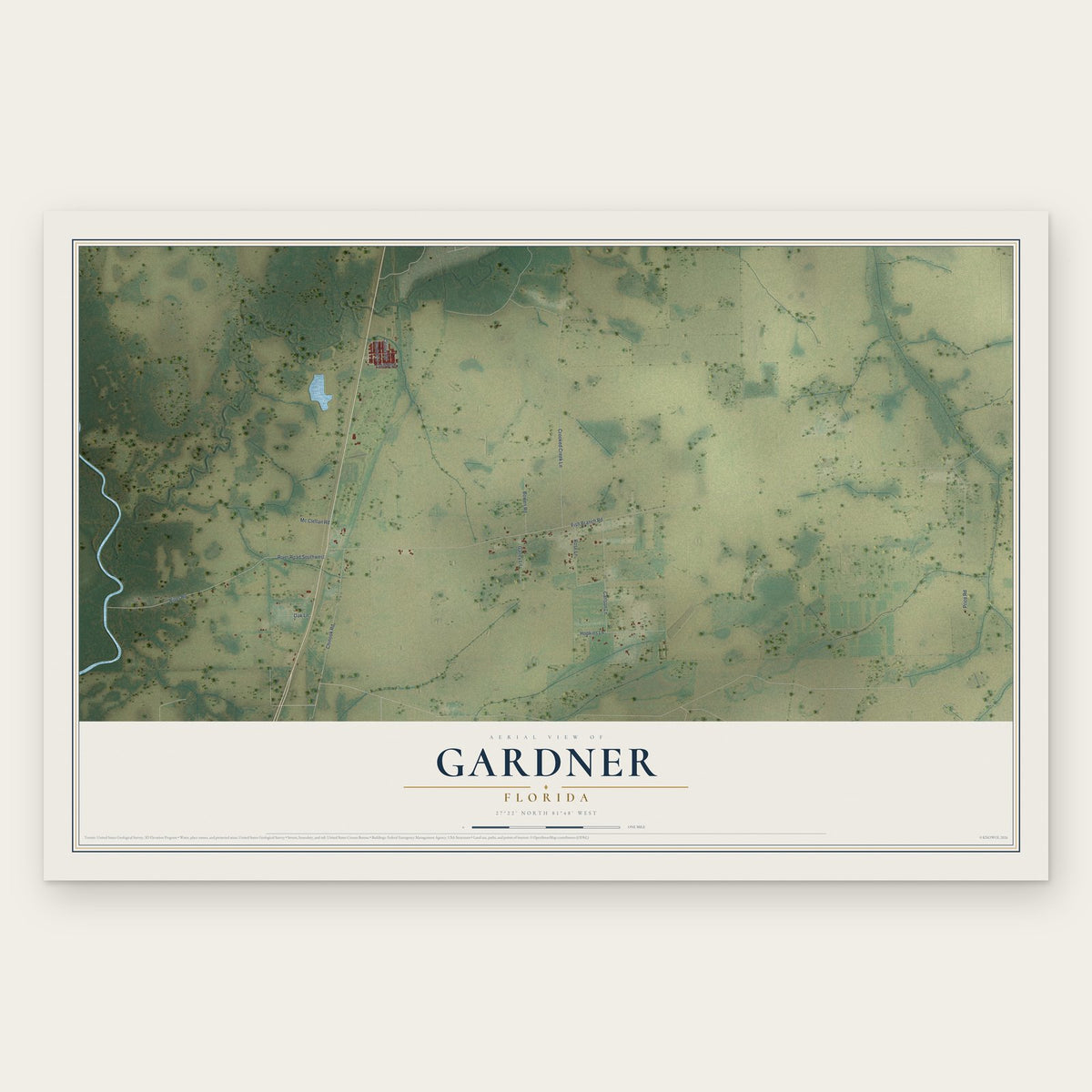 Gardner, Florida map print, the full design