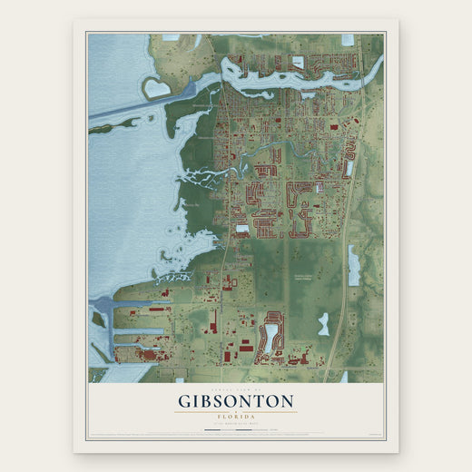 Gibsonton, Florida map print, the full design