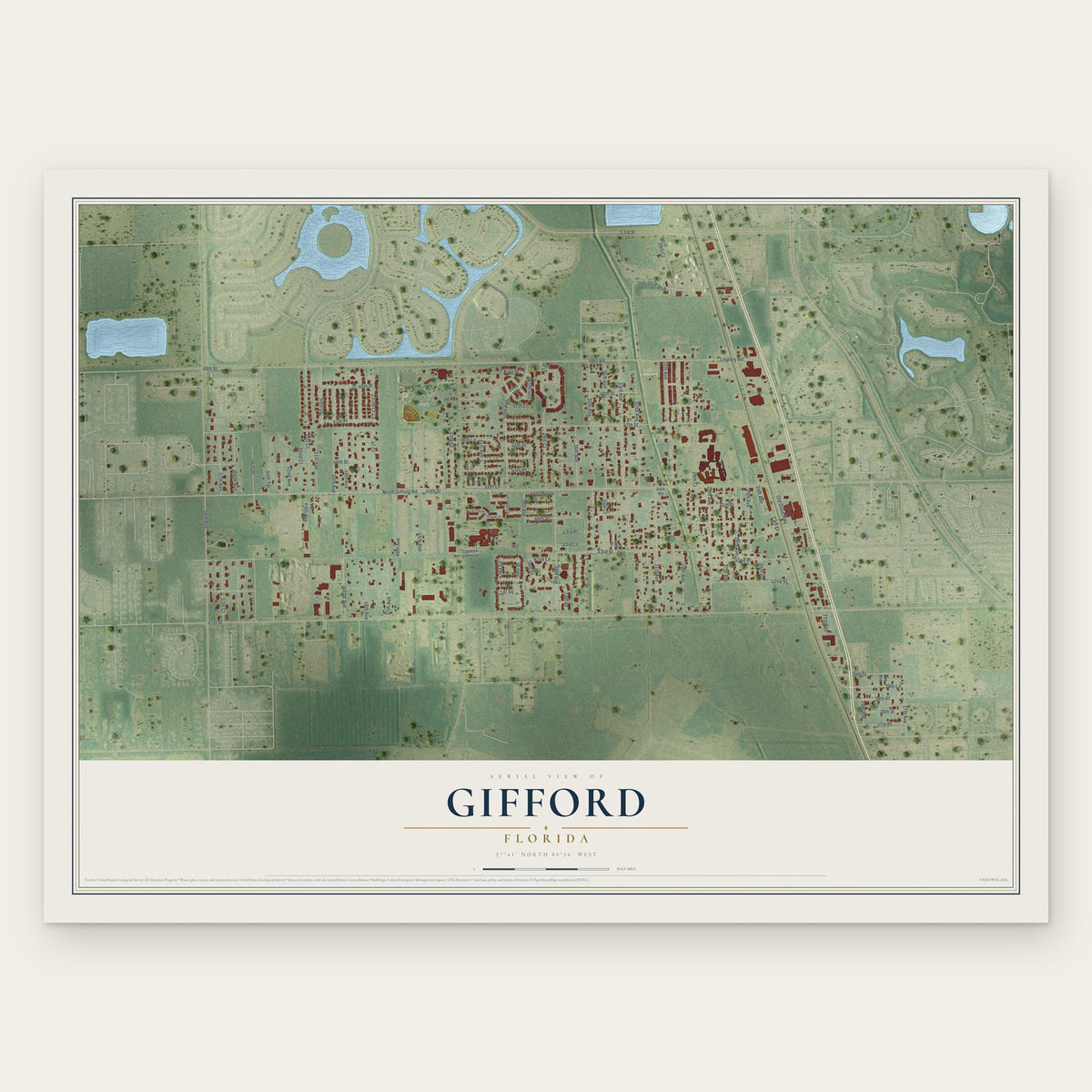 Gifford, Florida map print, the full design