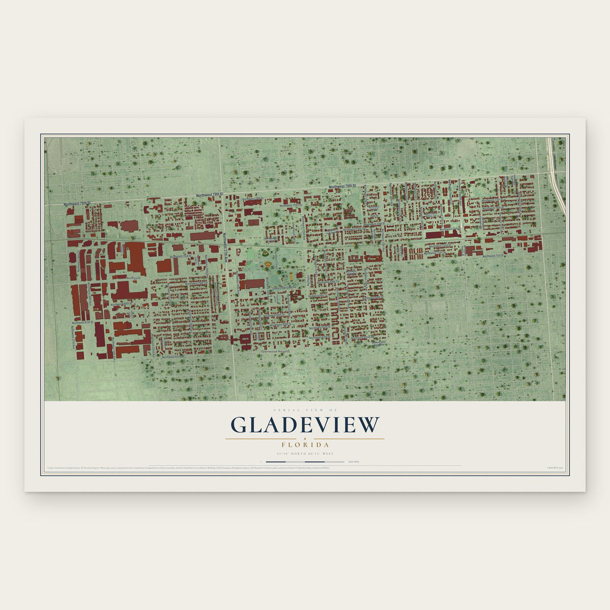 Gladeview, Florida map print, the full design
