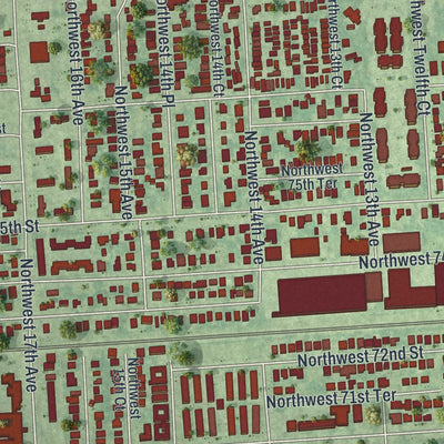 Close-up of the map of Gladeview, Florida print showing street and building detail