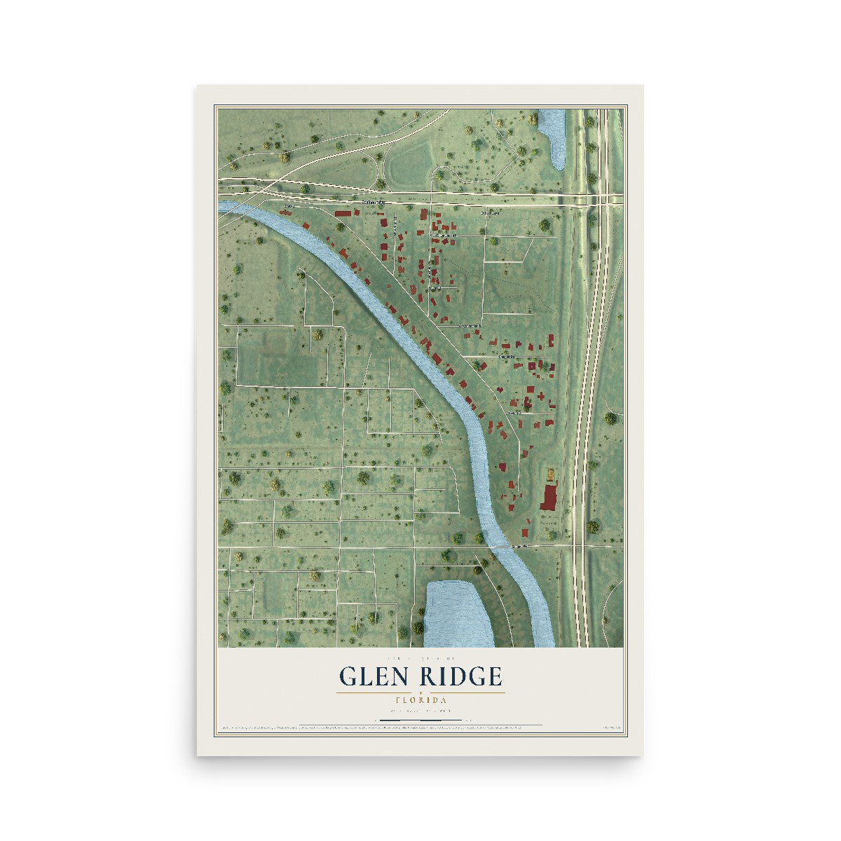 Glen Ridge, Florida map print, 12" x 18" Archival Matte Print mockup