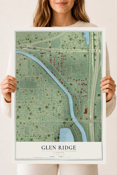 Glen Ridge, Florida map print, 18" x 24" Archival Matte Print mockup