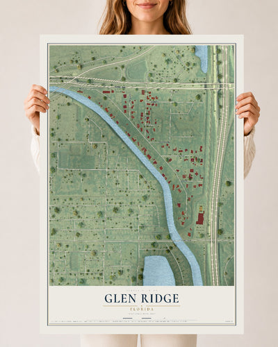 Glen Ridge, Florida map print, 24" x 36" Archival Matte Print mockup