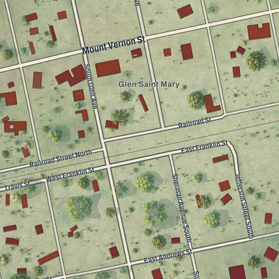 Close-up 1 of the Glen St. Mary, Florida map artwork