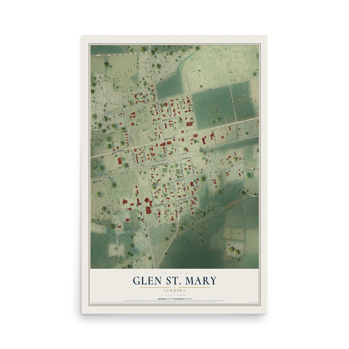Glen St. Mary, Florida map print, 12" x 18" Archival Matte Print mockup