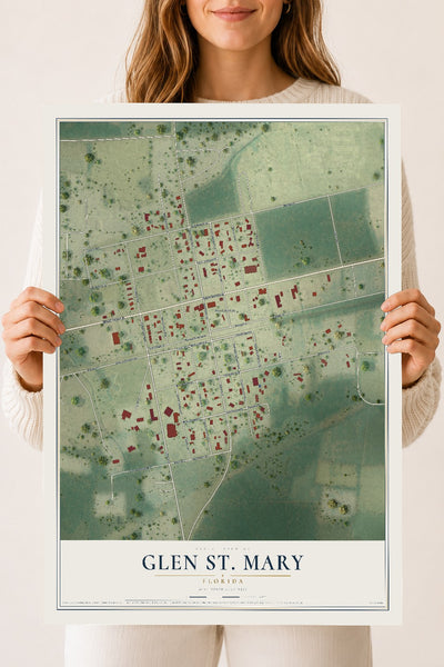 Glen St. Mary, Florida map print, 18" x 24" Archival Matte Print mockup