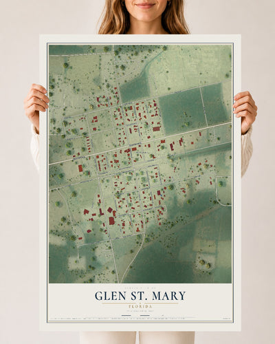 Glen St. Mary, Florida map print, 24" x 36" Archival Matte Print mockup