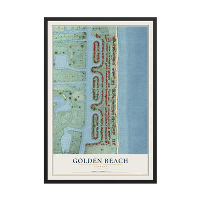 Golden Beach, Florida map print, 12" x 18" W/ Black Ayous Wood Frame mockup