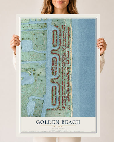 Golden Beach, Florida map print, 24" x 36" Archival Matte Print mockup
