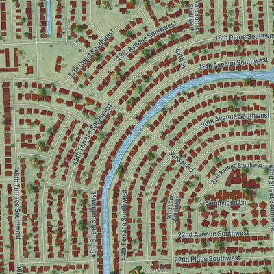 Close-up of the map of Golden Gate, Florida print showing street and building detail
