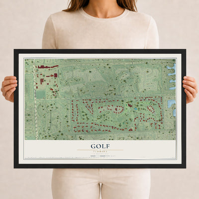 Golf, Florida map print, 12" x 18" W/ Black Ayous Wood Frame mockup