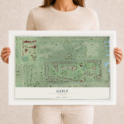 Golf, Florida map print, 12" x 18" W/ White Ayous Wood Frame mockup