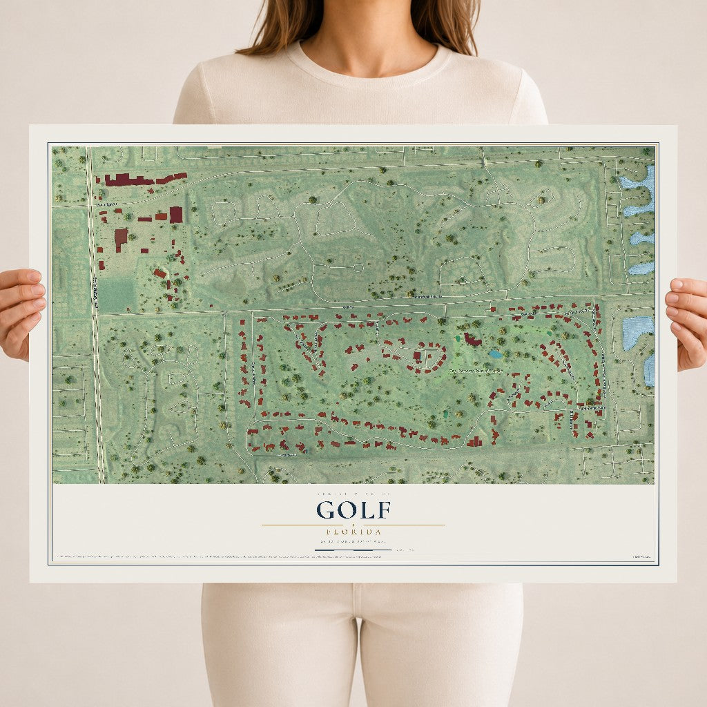 Golf, Florida map print, 18" x 24" Archival Matte Print mockup