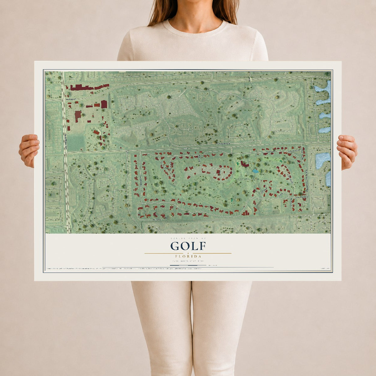 Golf, Florida map print, 24" x 36" Archival Matte Print mockup