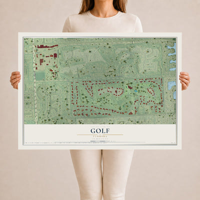 Golf, Florida map print, 24" x 36" Archival Matte Print mockup