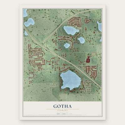Gotha, Florida map print, the full design