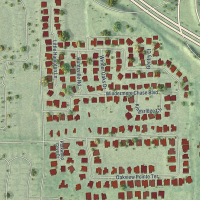 Close-up of the map of Gotha, Florida print showing street and building detail