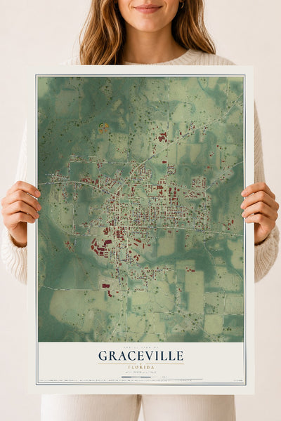 Graceville, Florida map print, 18" x 24" Archival Matte Print mockup