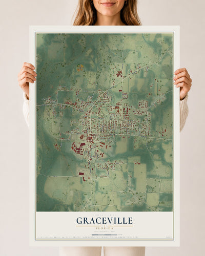Graceville, Florida map print, 24" x 36" Archival Matte Print mockup
