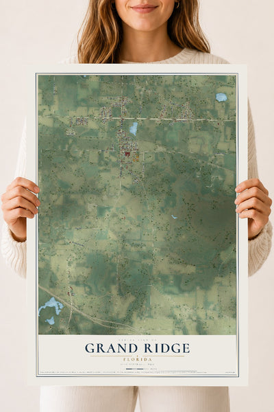 Grand Ridge, Florida map print, 18" x 24" Archival Matte Print mockup