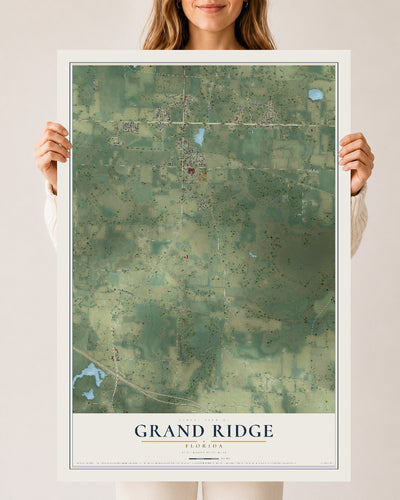 Grand Ridge, Florida map print, 24" x 36" Archival Matte Print mockup