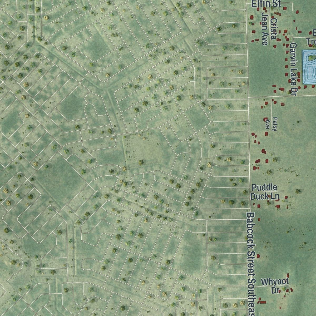 Close-up 2 of the Grant-Valkaria, Florida map artwork
