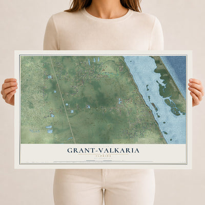 Grant-Valkaria, Florida map print, 12" x 18" Archival Matte Print mockup