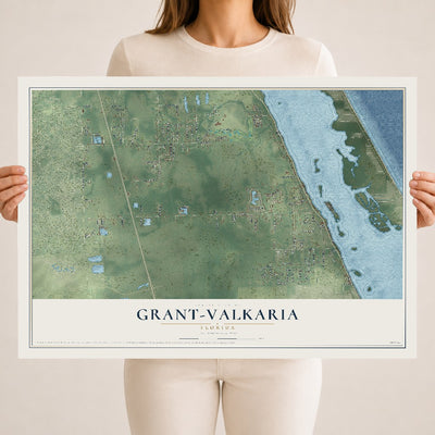 Grant-Valkaria, Florida map print, 18" x 24" Archival Matte Print mockup
