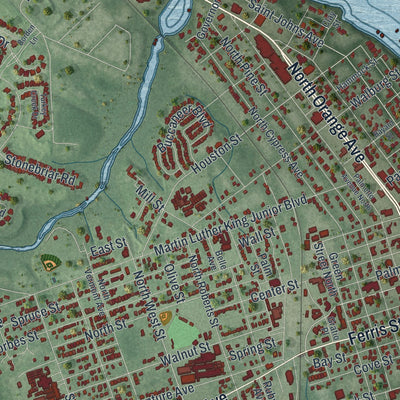 Close-up 1 of the Green Cove Springs, Florida map artwork