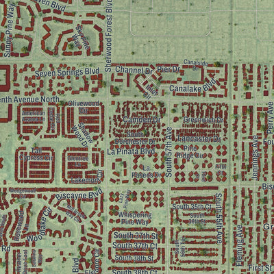 Close-up 1 of the Greenacres, Florida map artwork
