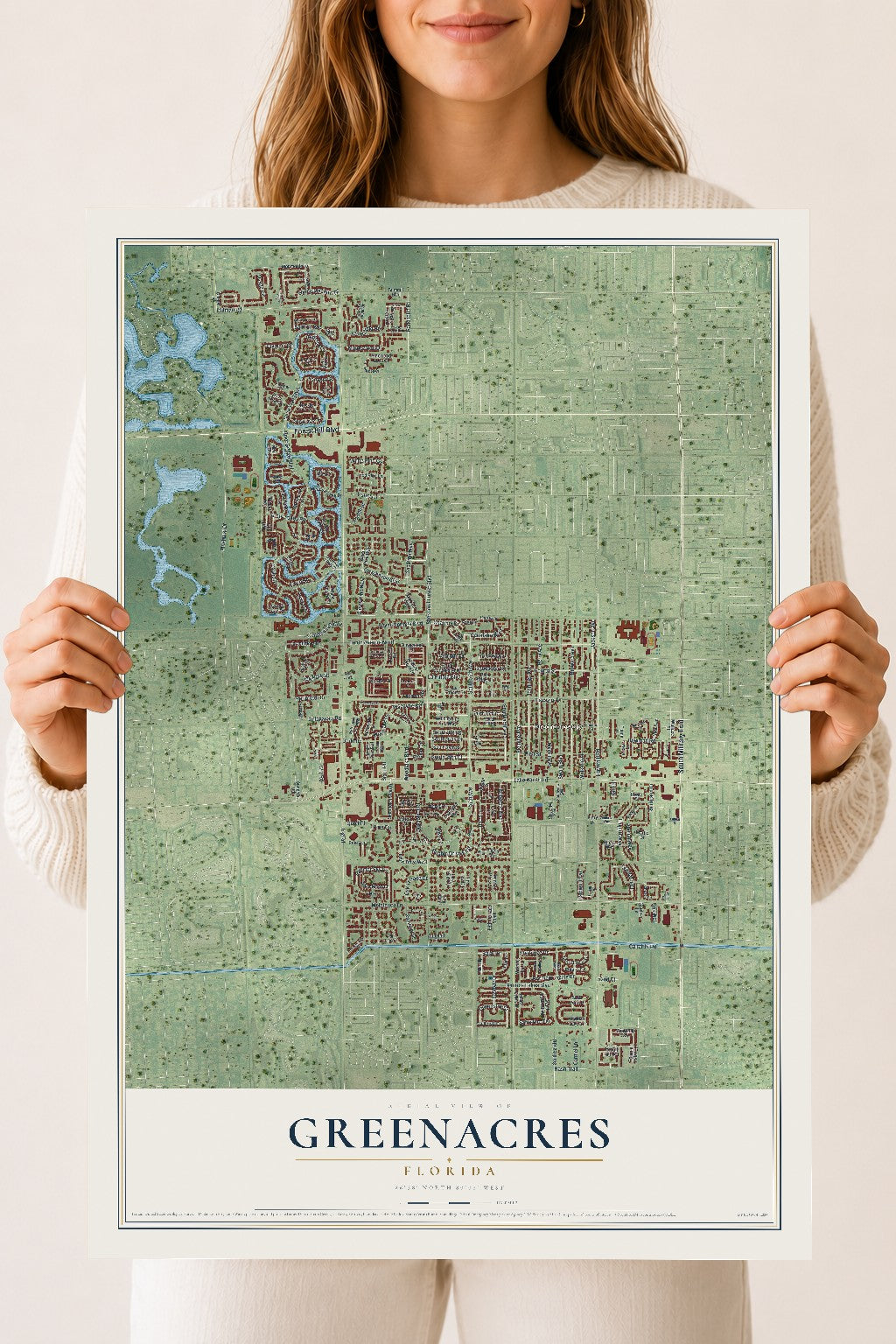 Greenacres, Florida map print, 18" x 24" Archival Matte Print mockup