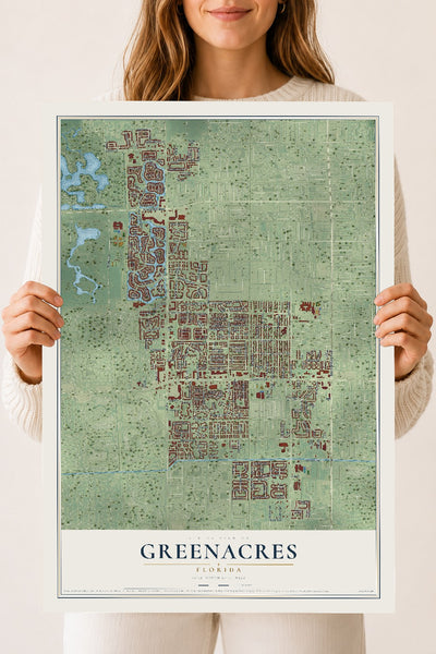 Greenacres, Florida map print, 18" x 24" Archival Matte Print mockup