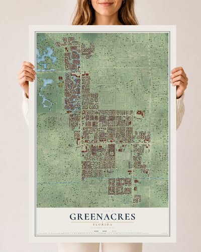 Greenacres, Florida map print, 24" x 36" Archival Matte Print mockup