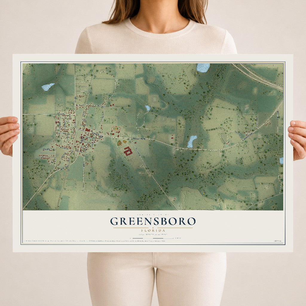 Greensboro, Florida map print, 18" x 24" Archival Matte Print mockup
