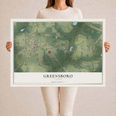 Greensboro, Florida map print, 24" x 36" Archival Matte Print mockup