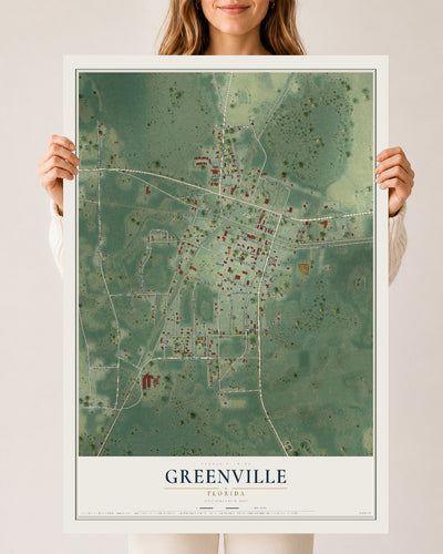 Greenville, Florida map print, 24" x 36" Archival Matte Print mockup
