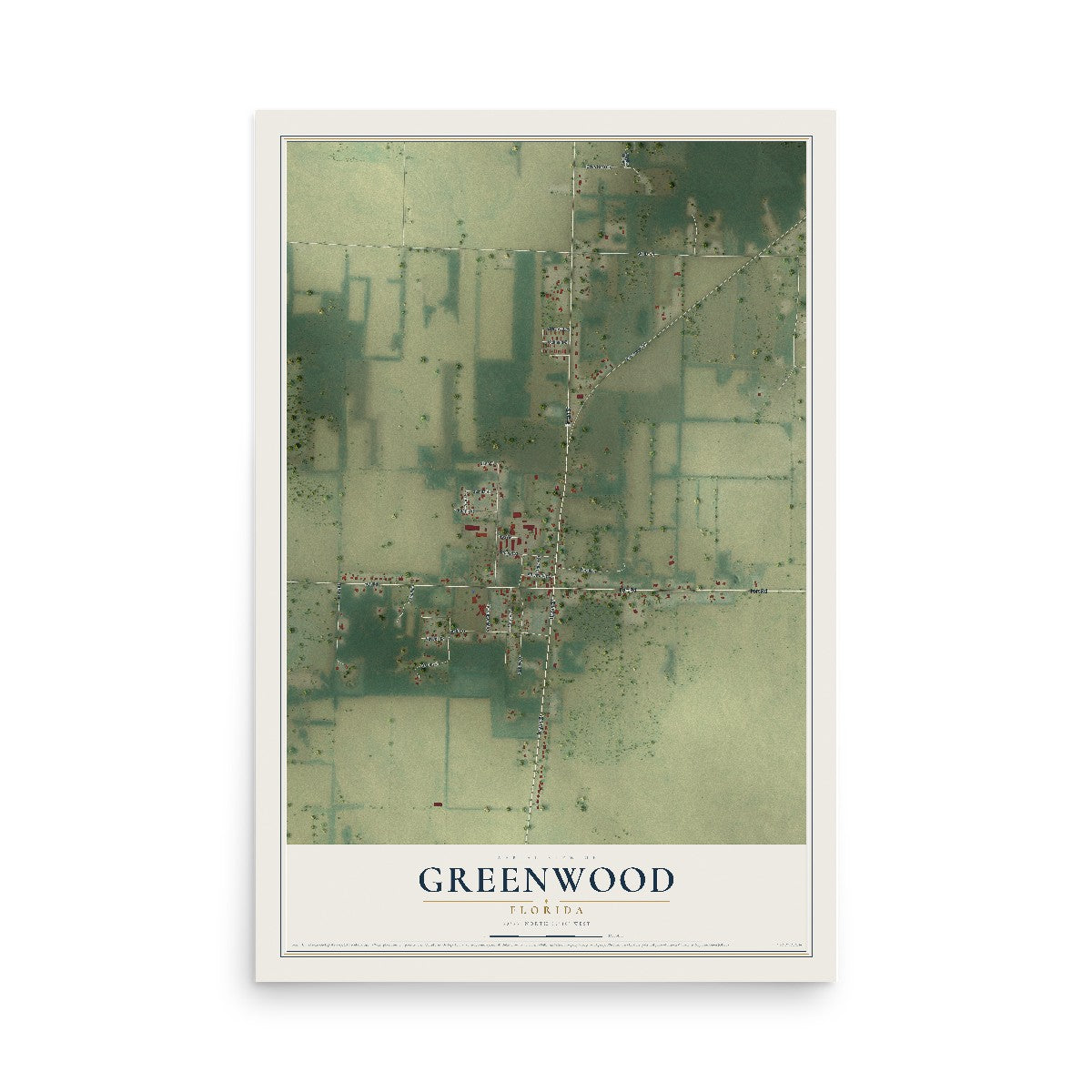 Greenwood, Florida map print, 12" x 18" Archival Matte Print mockup