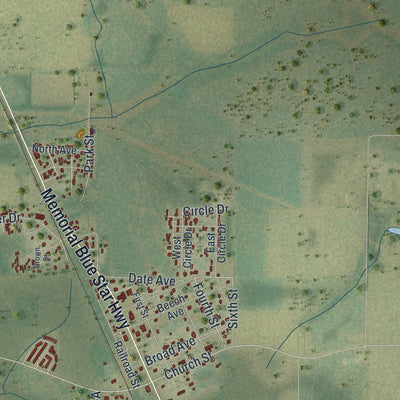 Close-up 2 of the Gretna, Florida map artwork