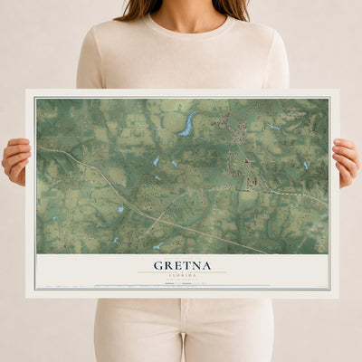 Gretna, Florida map print, 12" x 18" Archival Matte Print mockup