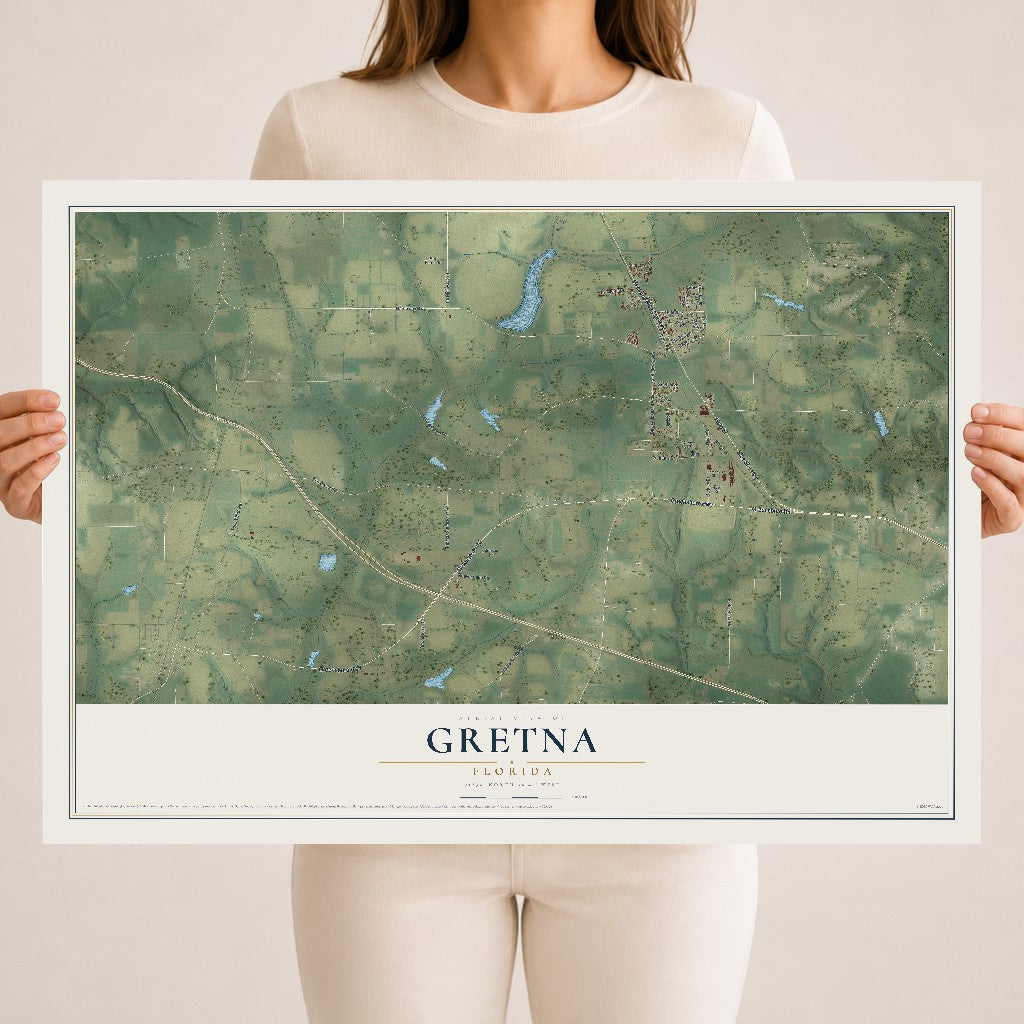 Gretna, Florida map print, 18" x 24" Archival Matte Print mockup
